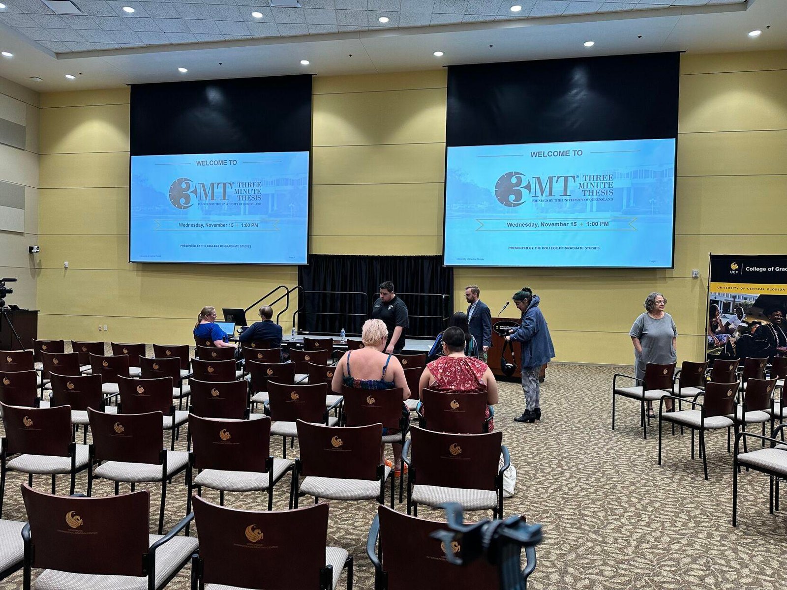 Guest, competitors and judges arrive at the UCF three minute thesis competition in the Morgridge International Reading Center on Nov. 15 to witness the 10 master's and doctoral students present their theses in three minutes. Ruby Marisol Merced